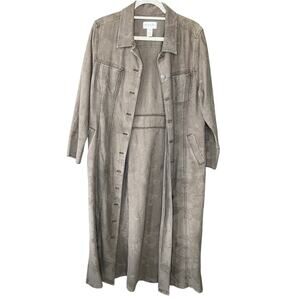 J Jill Womens 10P Maxi Trench Jacket Western Rodeo Country Y2K Vintage Duster